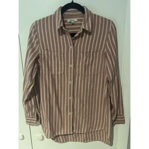 Madewell Pink and White Striped Button Down Shirt
